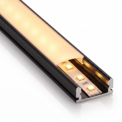 Kit 1x striscia LED flessibile con sensore di movimento FLEX, 3,6W, alimentazione 4xAA, 2 m + 2 profili da incasso da 1 m, nero/bianco
