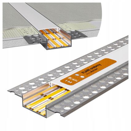 SET 1x striscia LED con sensore di movimento FLEX LED/3,6W/4xAA 2 m + 2 profili da incasso 1 m argento/bianco
