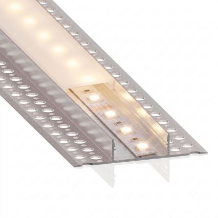 SET 1x striscia LED con sensore di movimento FLEX LED/3,6W/4xAA 2 m + 2x profilo da incasso 1 m argento/bianco