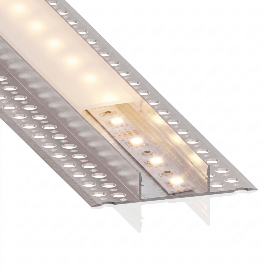 SET 1x striscia LED con sensore di movimento FLEX LED/3,6W/4xAA 2 m + 2x profilo da incasso 1 m argento/bianco