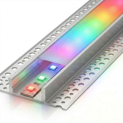KIT 1x striscia LED RGBW dimmerabile DIGITAL LED/16,5W/230V 5 m + 5x profilo da incasso 1 m argento/bianco + telecomando