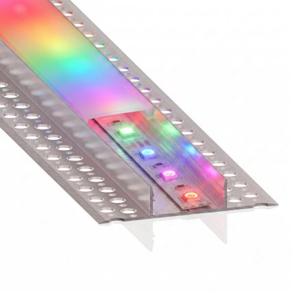 KIT 1x striscia LED RGBW dimmerabile NEO LITE MUSIC LED/24W/230V 5 m IP65 Wi-Fi Tuya + 5x profilo da incasso 1 m argento/bianco + telecomando