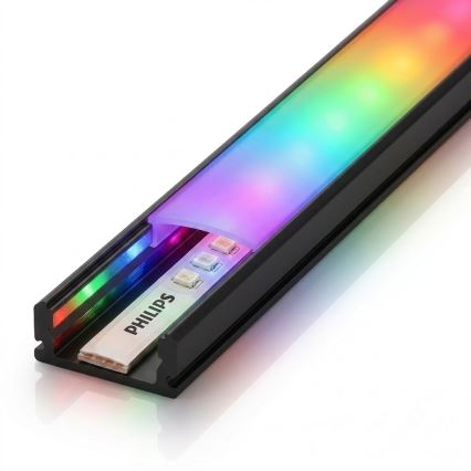 KIT 1x striscia LED RGBW dimmerabile Philips Hue WHITE AND COLOR AMBIANCE LED/20W/230V 2 m + 2x profilo da incasso 1 m nero/bianco