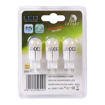 KIT 3x Lampadina LED dimmerabile G9/3W/230V - Lucide 50461/13/60 KIT 3x Lampadina LED dimmerabile G9/3W/230V - Lucide 50461/13/60