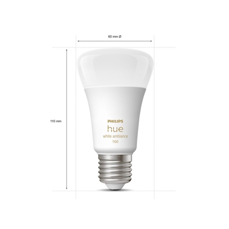 Kit base Philips Hue White Ambiance 3xE27/11W 2200-6500K + Hue Bridge e interruttore dimmer