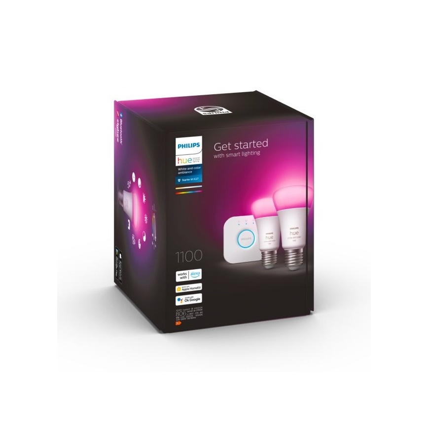 Kit base Philips Hue WHITE AND COLOR AMBIANCE 2xE27/9W/230V 2000-6500K + Hue bridge