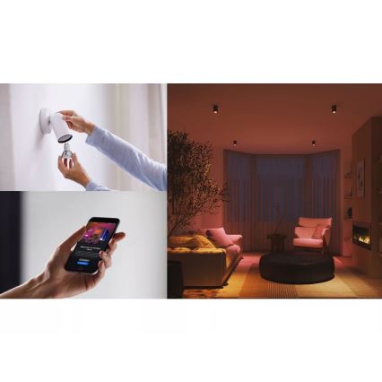 Kit base Philips Hue WHITE AND COLOR AMBIANCE 3xGU10/4,2W 2000-6500K + Hue Bridge e Dimmer Switch