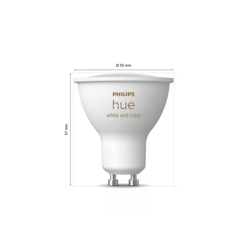 Kit base Philips Hue WHITE AND COLOR AMBIANCE 3xGU10/4,2W 2000-6500K + Hue Bridge e Dimmer Switch