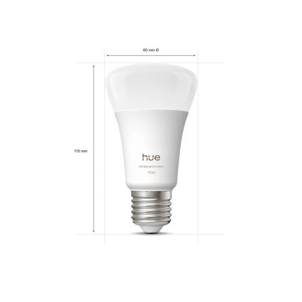 Kit base Philips Hue WHITE AND COLOR AMBIANCE 3xE27/8,1W 1000-20000K + Hue Bridge e interruttore dimmer