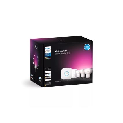 Kit base Philips Hue WHITE AND COLOR AMBIANCE 3xGU10/4,2W/230V 2000-6500K + Hue Bridge e Dimmer Switch