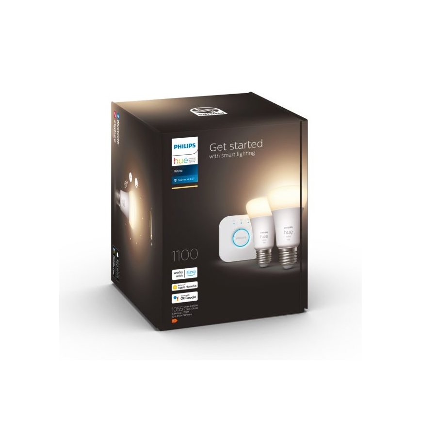Kit base Philips Hue WHITE 2xE27/9,5W 2700K + Hue bridge