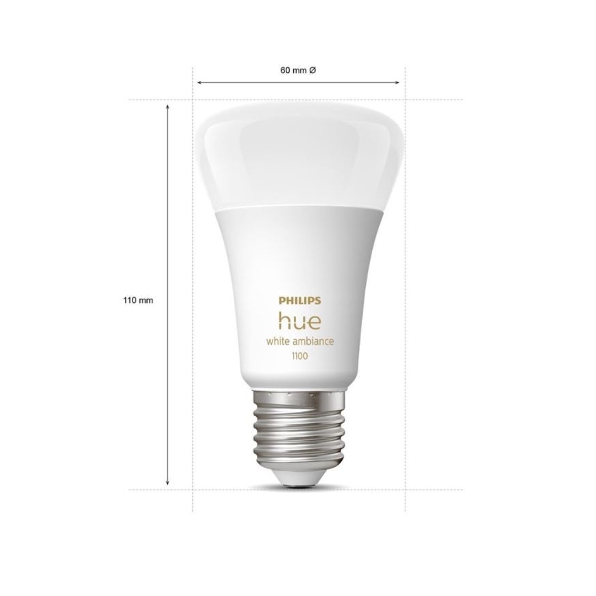 Kit base Philips Hue WHITE AMBIANCE 2xE27/8W/230V + Hue Bridge e interruttore dimmer
