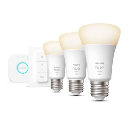 Kit di base Philips Hue WHITE 3xE27/9,5W 2700K + Hue Bridge e Dimmer Switch