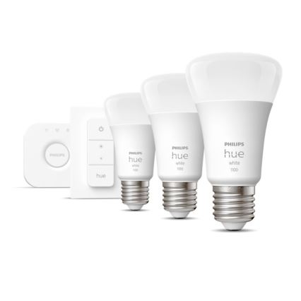 Kit di base Philips Hue WHITE 3xE27/9,5W 2700K + Hue Bridge e Dimmer Switch