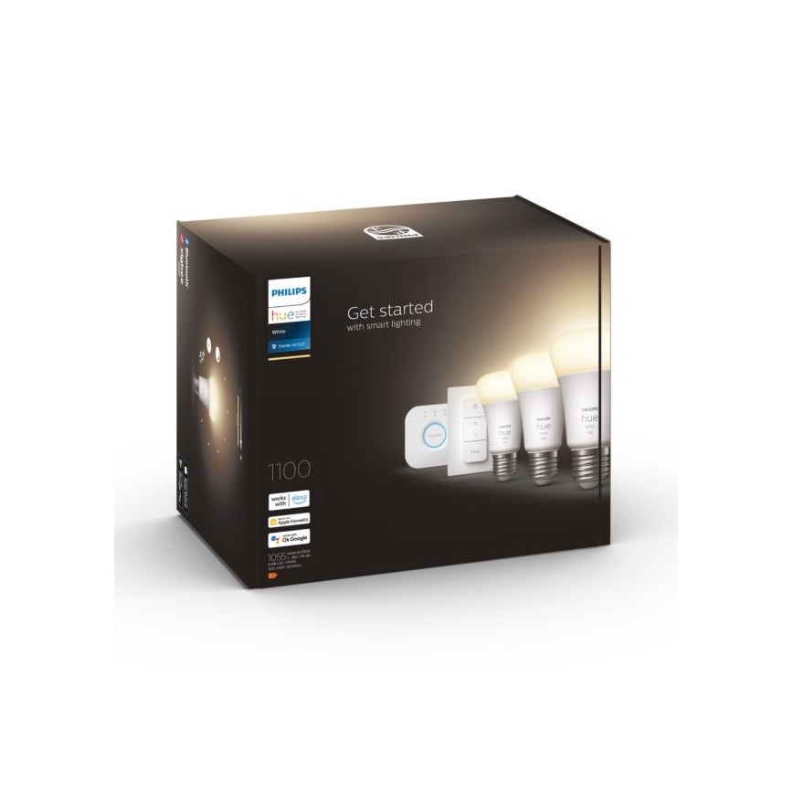 Kit di base Philips Hue WHITE 3xE27/9,5W 2700K + Hue Bridge e Dimmer Switch