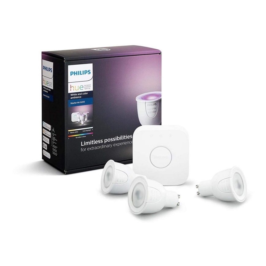 Kit di base Philips Hue WHITE AND COLOR AMBIANCE 3xGU10/6,5W/230V 2000-6500K