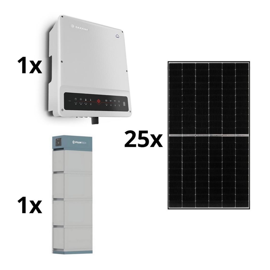 Kit solare GOODWE - 10kWp JINKO + convertitore ibrido 10kW GOODWE 3p + batteria 14,2 kWh PYLONTECH H2