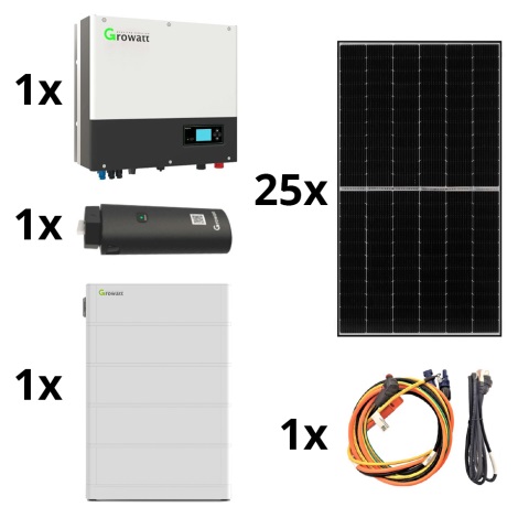 Kit solare GROWATT: 10kWp JINKO + convertitore ibrido 3p + batteria 10,24 kWh