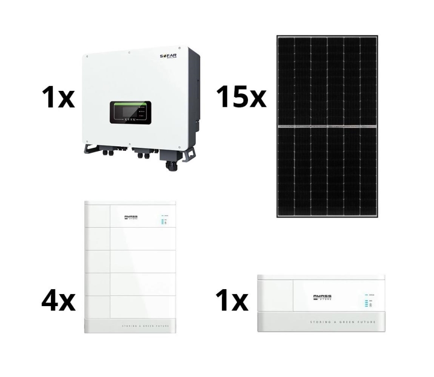 Kit solare SOFAR Solar - Convertitore ibrido SOFAR 6kWp + 6kW SOFAR 3f + batteria 10,24 kWh