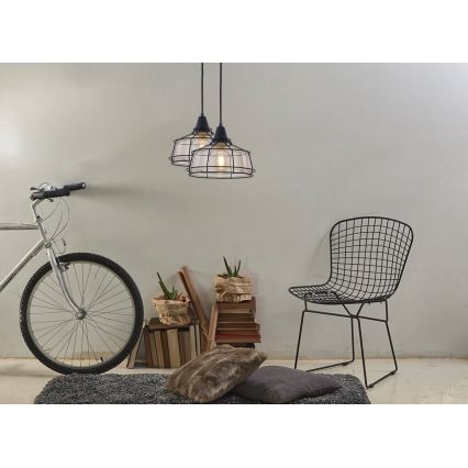 Lampadario a sospensione con filo FACTORY 1xE27/11W/230V beige/nero