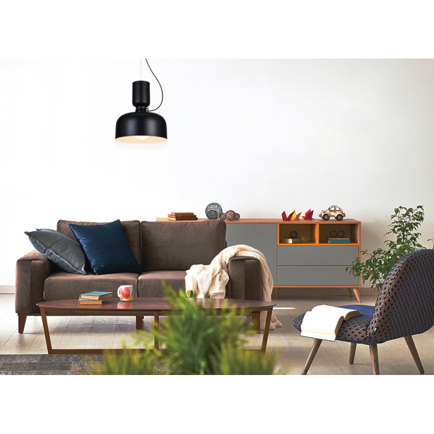 Lampadario a sospensione con filo ABEL 2xE27/11W/230V diametro 28 cm nero