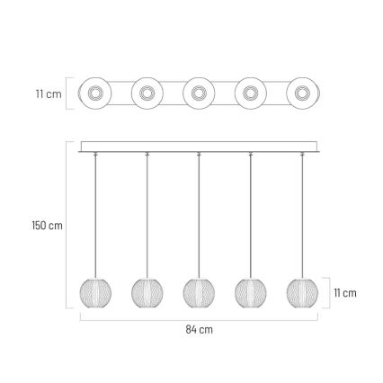 Lampadario LED a sospensione con filo ESMOND 5xLED/4,8W/230V cromo lucido