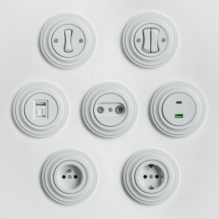 Kliklap - Cornice retrò semplice in ceramica bianca