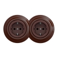 Kliklap - Doppia presa a parete in stile retrò con placca SCHUKO 230 V, marrone