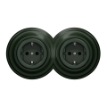 Kliklap - Doppia presa domestica in stile retrò con cornice SCHUKO 230V, verde