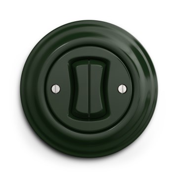 Kliklap - Doppio interruttore per scale dal design retrò con cornice n. 6+6, verde