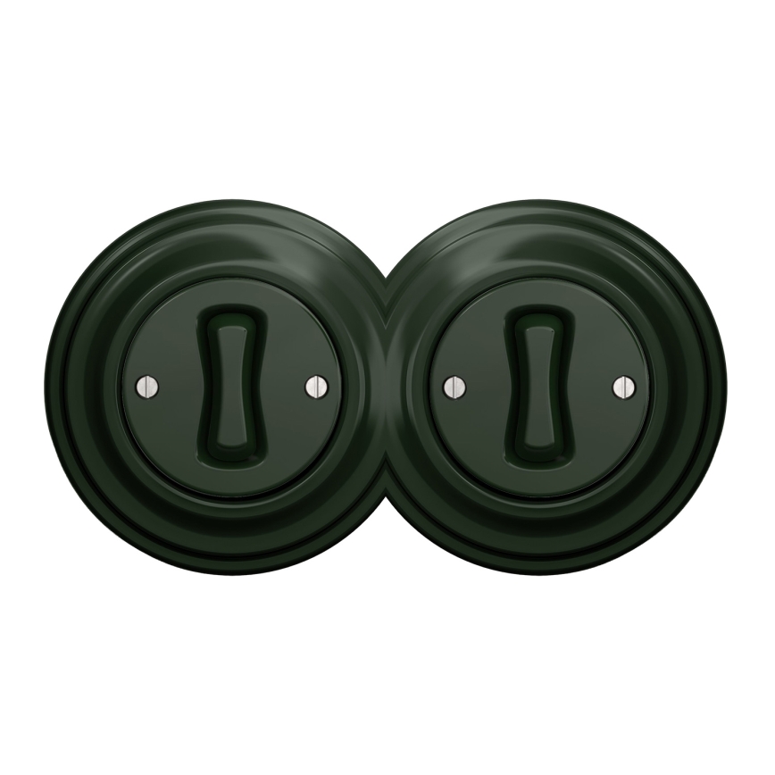 Kliklap - Doppio interruttore unipolare in stile retrò con cornice n. 1, verde