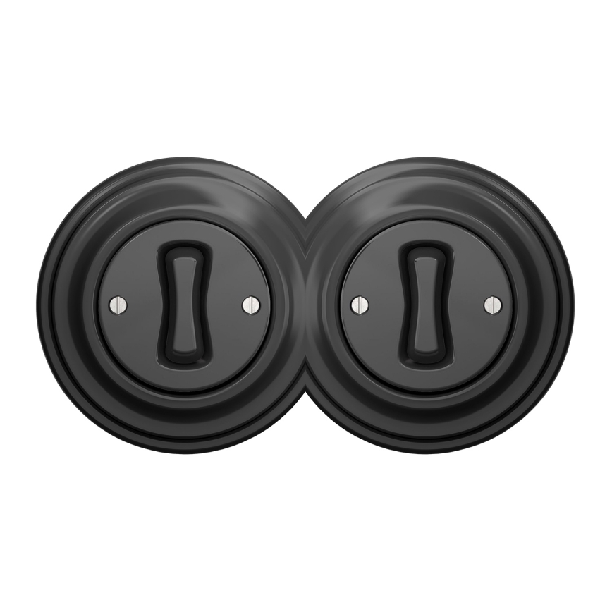 Kliklap - Doppio interruttore unipolare in stile retrò con placca n. 1, antracite
