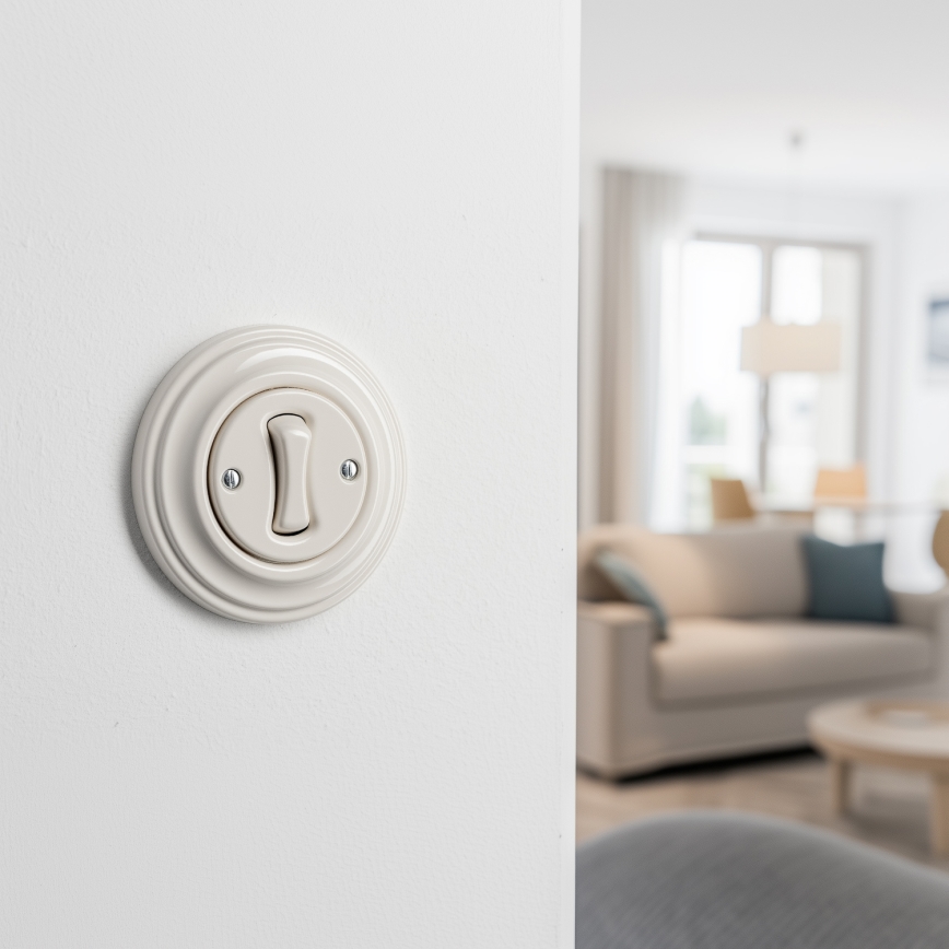 Kliklap - Interruttore a croce dal design retrò con cornice n. 7, beige