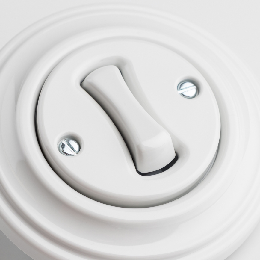 Kliklap - Interruttore a croce in stile retrò con cornice n. 7, bianco neve