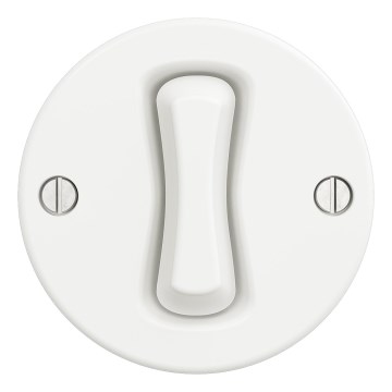 Kliklap - Interruttore a croce stile retrò senza cornice n. 7, bianco neve