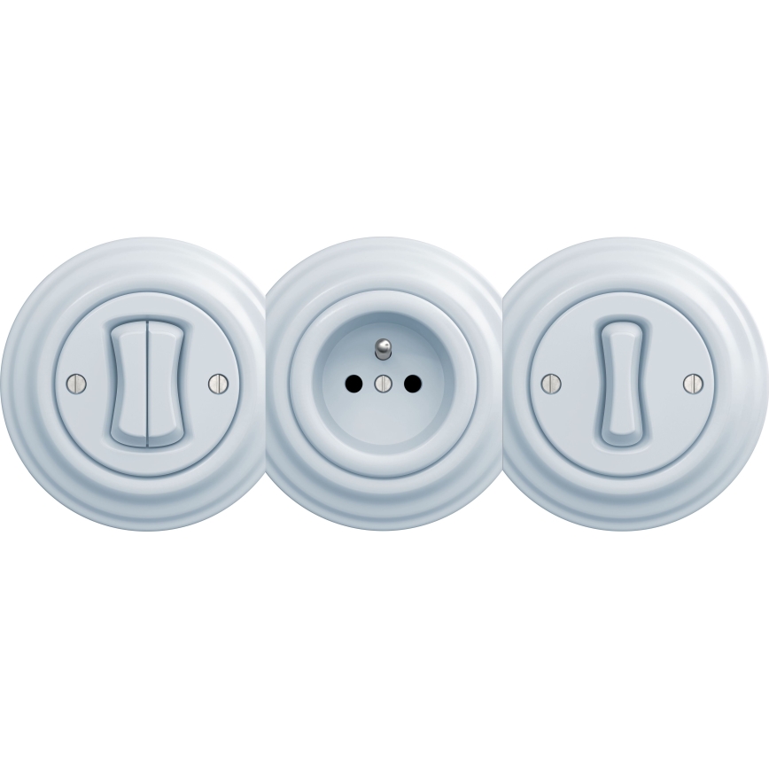 Kliklap - Interruttore a croce vintage senza cornice no 7 blu