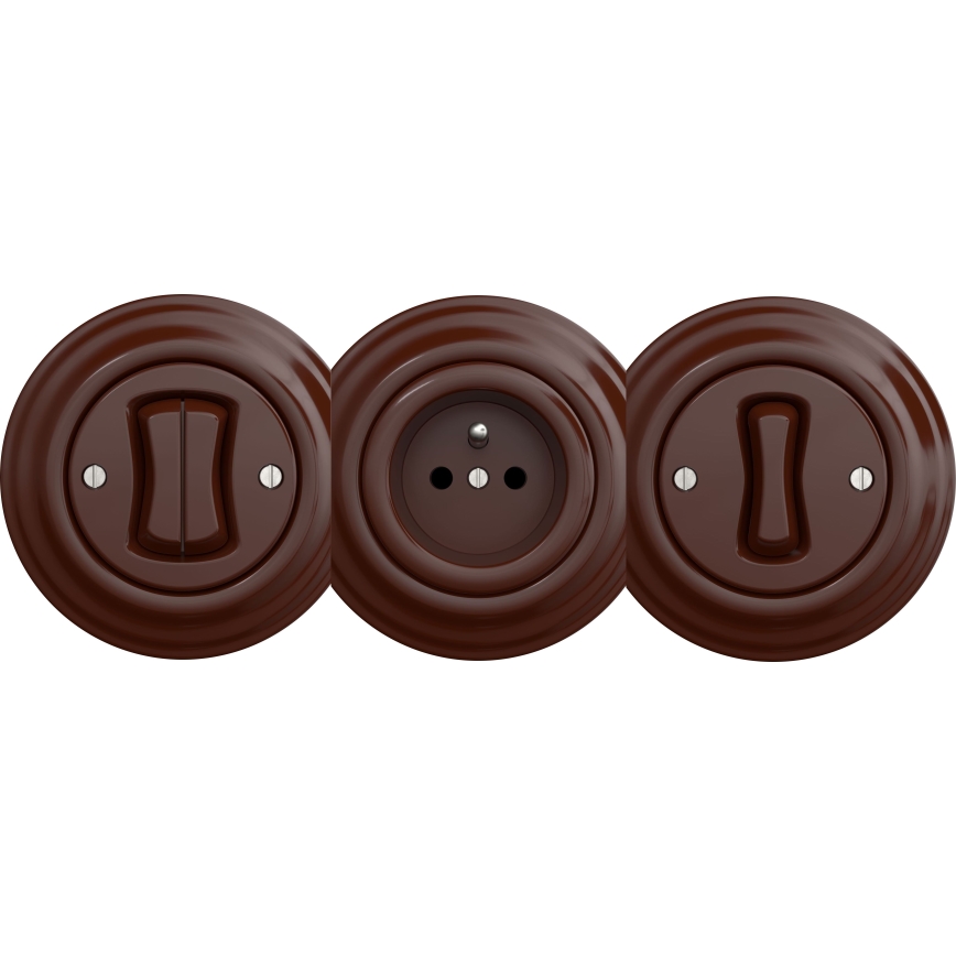 Kliklap - Interruttore a pulsante vintage senza cornice marrone