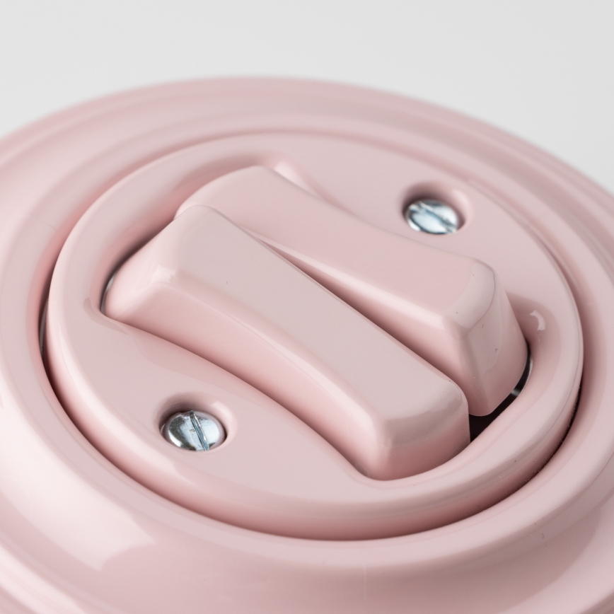 Kliklap - Interruttore deviatore doppio in stile retrò per scale con placca n. 6+6, rosa antico