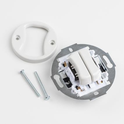 Kliklap - Interruttore doppio in stile retrò con cornice in ceramica bianca