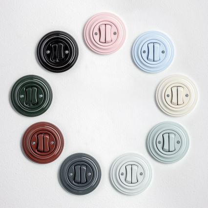 Kliklap - Interruttore doppio in stile retrò con cornice in ceramica bianca