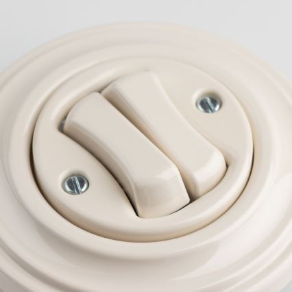 Kliklap - Interruttore doppio per scale in stile retrò con cornice n. 6+6, beige