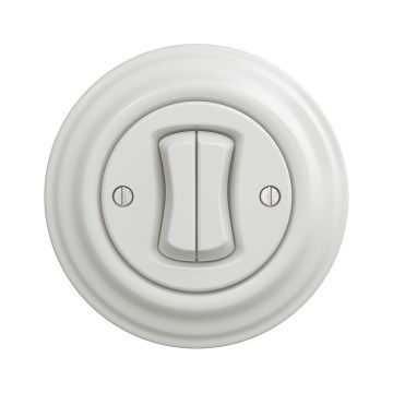 Kliklap - Interruttore doppio per scale in stile retrò con cornice n. 6+6, bianco