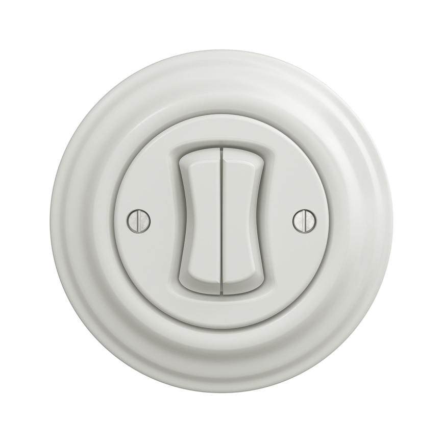 Kliklap - Interruttore doppio per scale in stile retrò con cornice n. 6+6, bianco