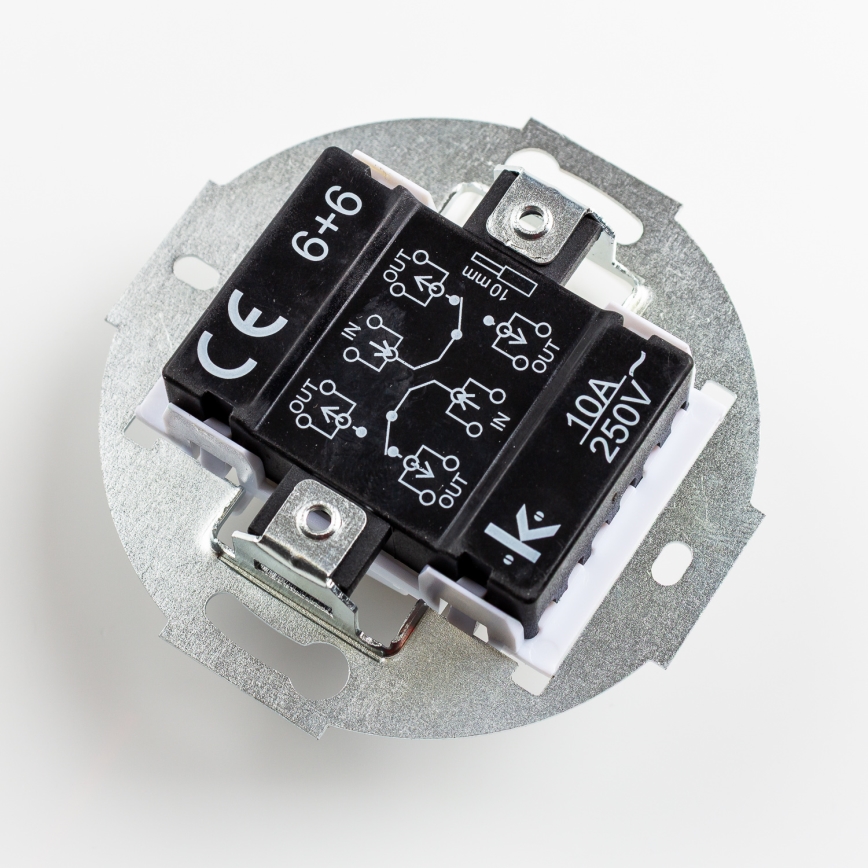 Kliklap - Interruttore doppio per scale in stile retrò con cornice n. 6+6, finitura in ceramica bianca