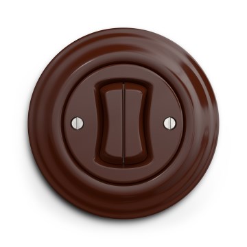 Kliklap - Interruttore doppio per scale in stile retrò con placca n. 6+6, marrone