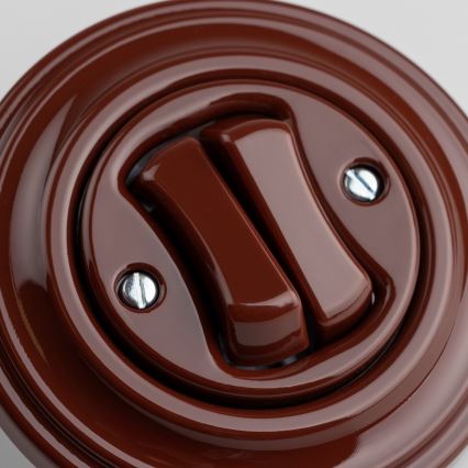 Kliklap - Interruttore doppio per scale in stile retrò con placca n. 6+6, marrone