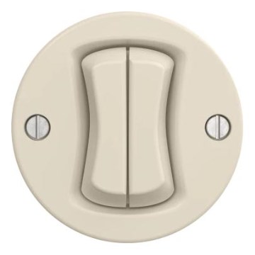 Kliklap - Interruttore doppio per scale stile retrò senza cornice n. 6+6 beige