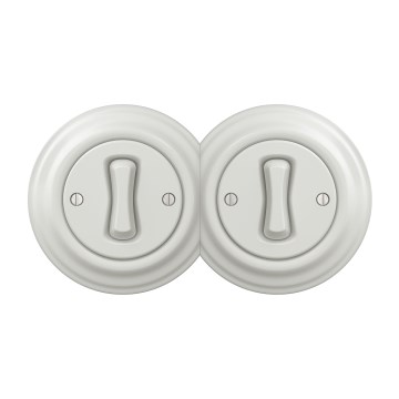 Kliklap - Interruttore doppio unipolare in stile retrò con cornice n. 1, bianco