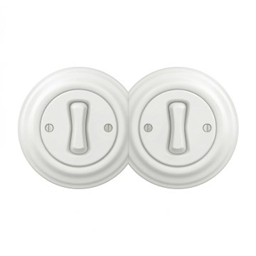 Kliklap - Interruttore doppio unipolare in stile retrò con placca n. 1, bianco neve