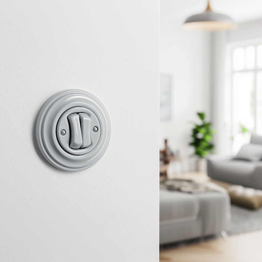 Kliklap - Interruttore modulare retrò con cornice n. 5, grigio